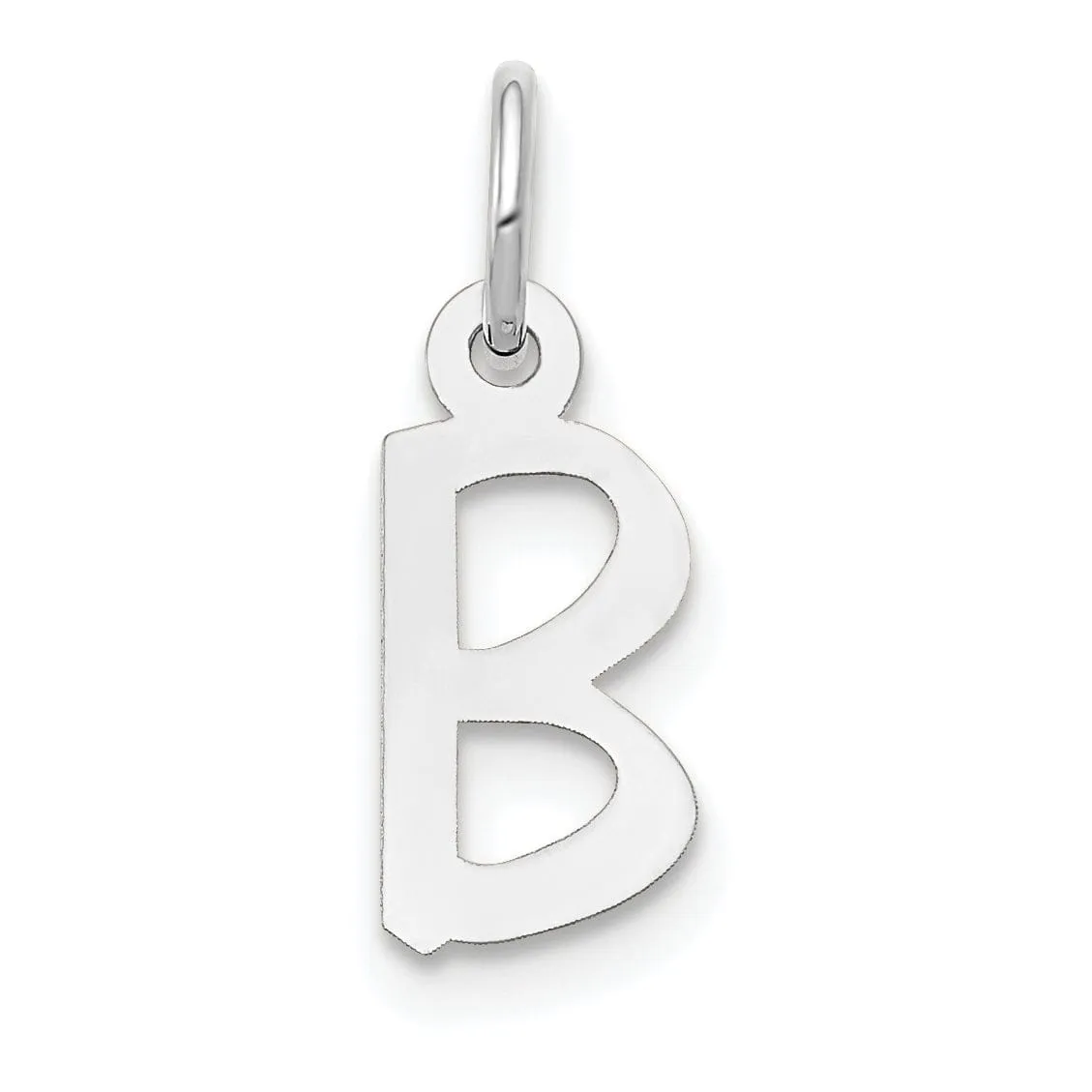 14k White Gold Small Slanted Block Letter B Initial Pendant
