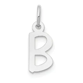 14k White Gold Small Slanted Block Letter B Initial Pendant
