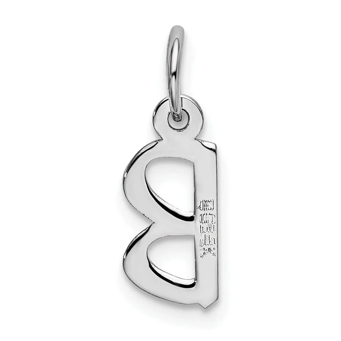 14k White Gold Small Slanted Block Letter B Initial Pendant
