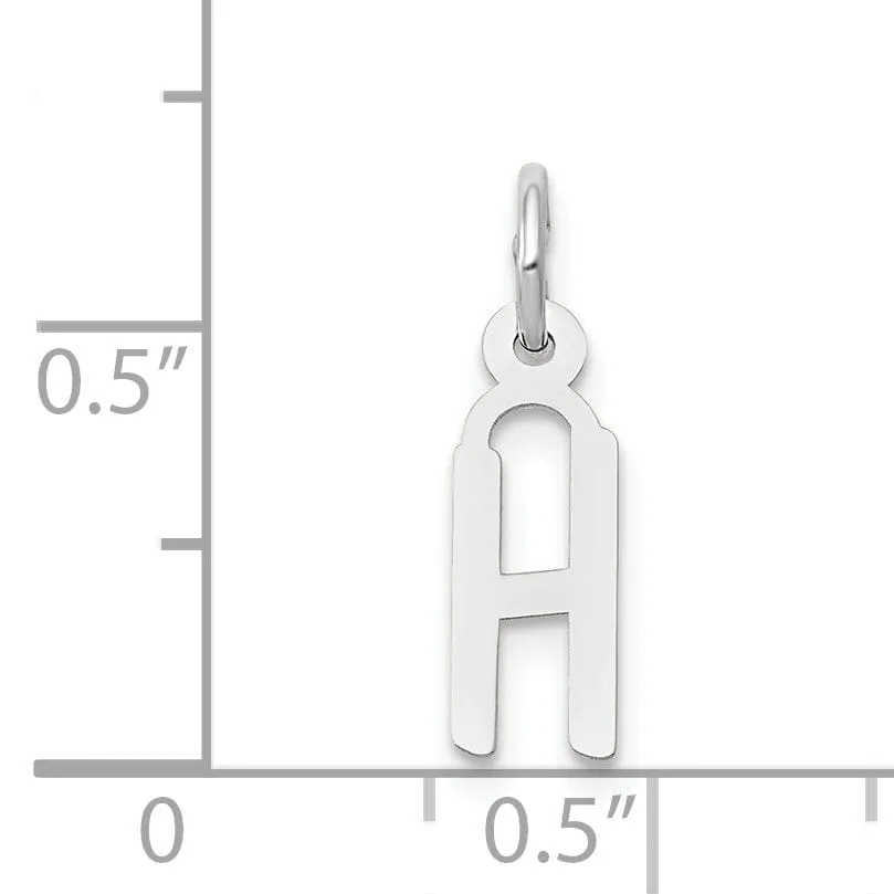 14k White Gold Small Slanted Block Letter H Initial Pendant