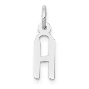 14k White Gold Small Slanted Block Letter H Initial Pendant
