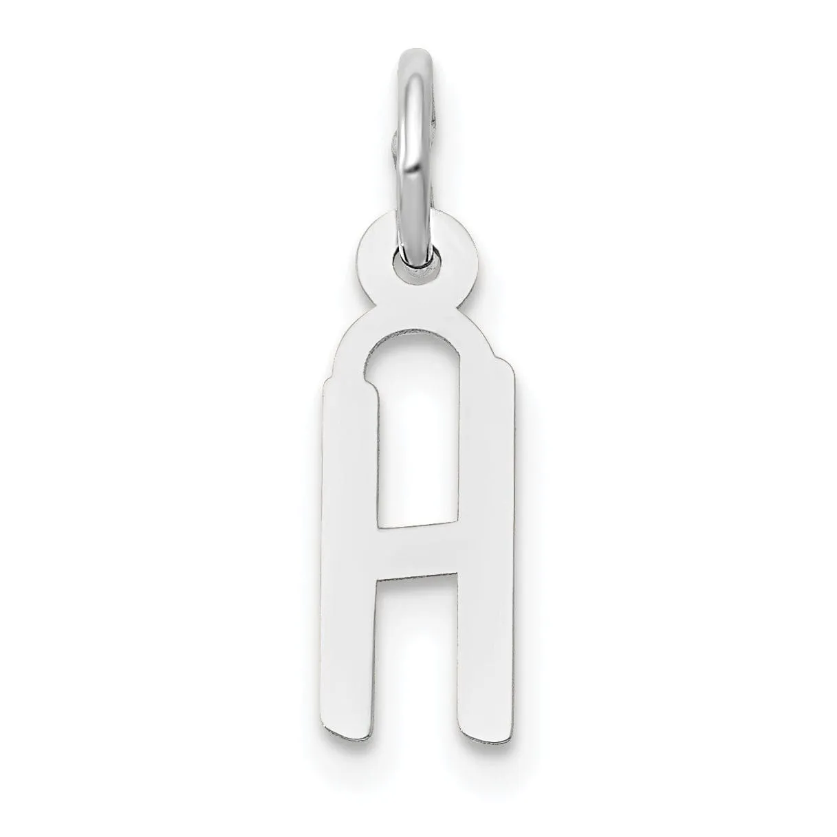 14k White Gold Small Slanted Block Letter H Initial Pendant
