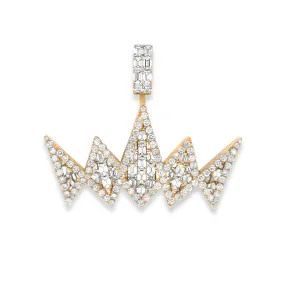14k Yellow Gold Baguette Diamond Crown Pendant 7.20ctw