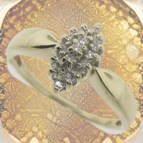 14K Yellow Gold Diamond Cluster Ring 17-.13 CTTW Size 5 Preowned
