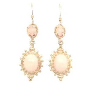 14Y Nude Coral Designed Dangle Earrings