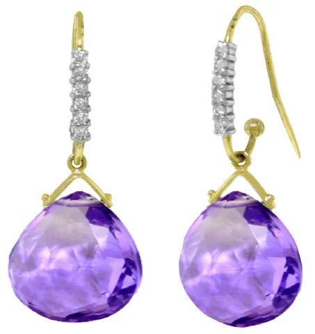 17.18 Carat 14K Solid White Gold Everyday Words Amethyst Diamond Earrings