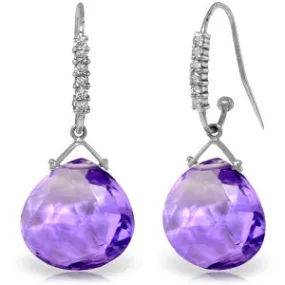 17.18 Carat 14K Solid White Gold Everyday Words Amethyst Diamond Earrings
