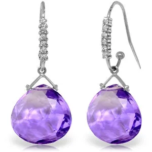 17.18 Carat 14K Solid White Gold Everyday Words Amethyst Diamond Earrings