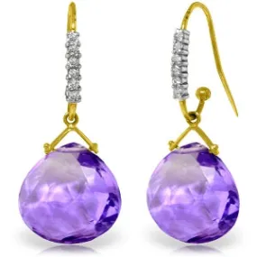 17.18 Carat 14K Solid Yellow Gold Prime Time Amethyst Diamond Earrings