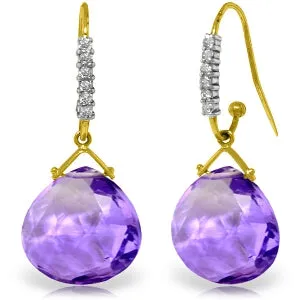 17.18 Carat 14K Solid Yellow Gold Prime Time Amethyst Diamond Earrings