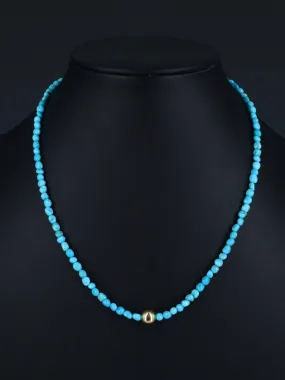 18" Native American Turquoise and 18kt Gold Plated Bead Necklace
