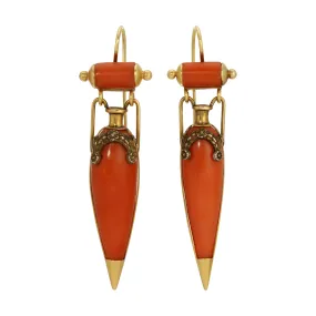 1900s Coral Edwardian Earrings