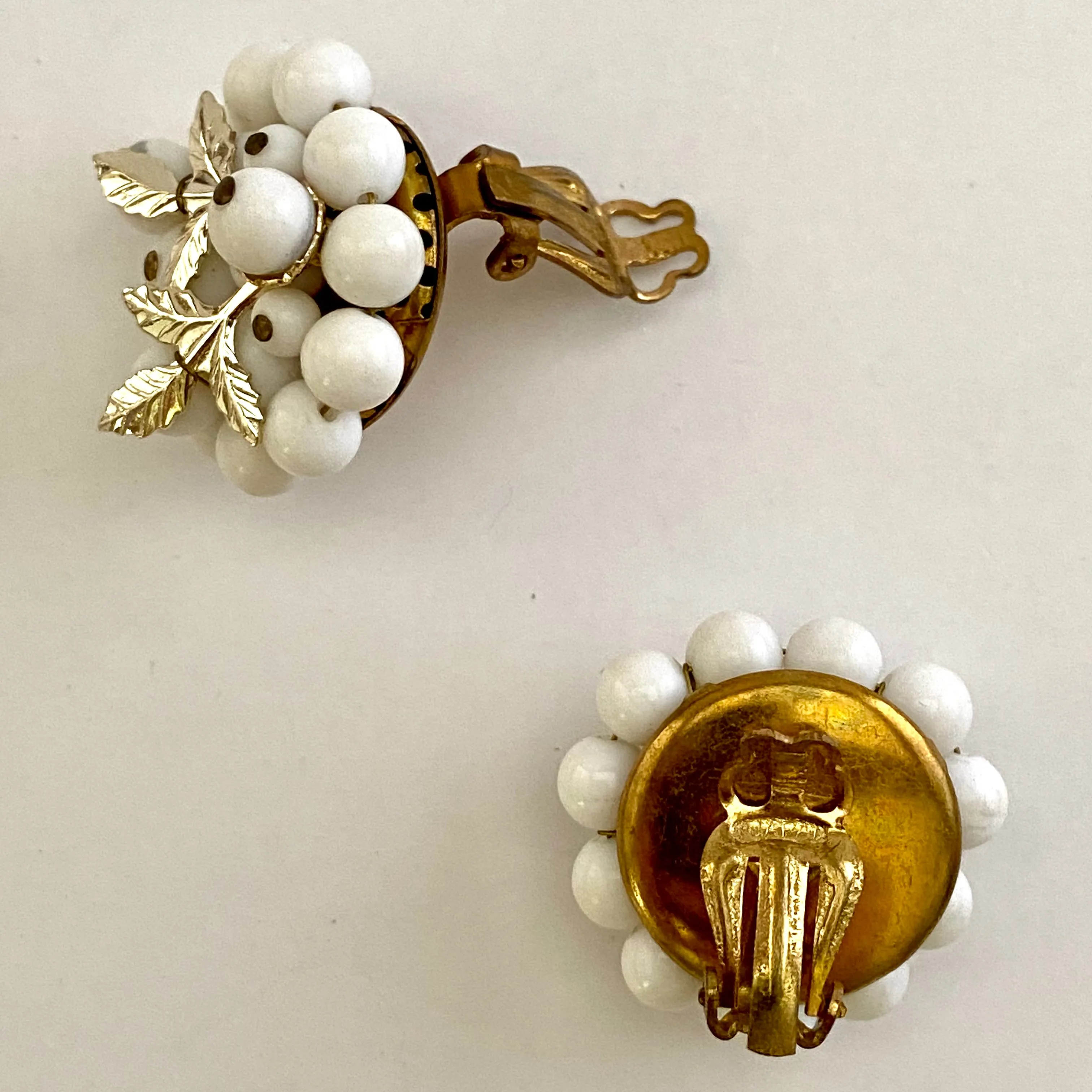 1960s Japan White Bead Earrings