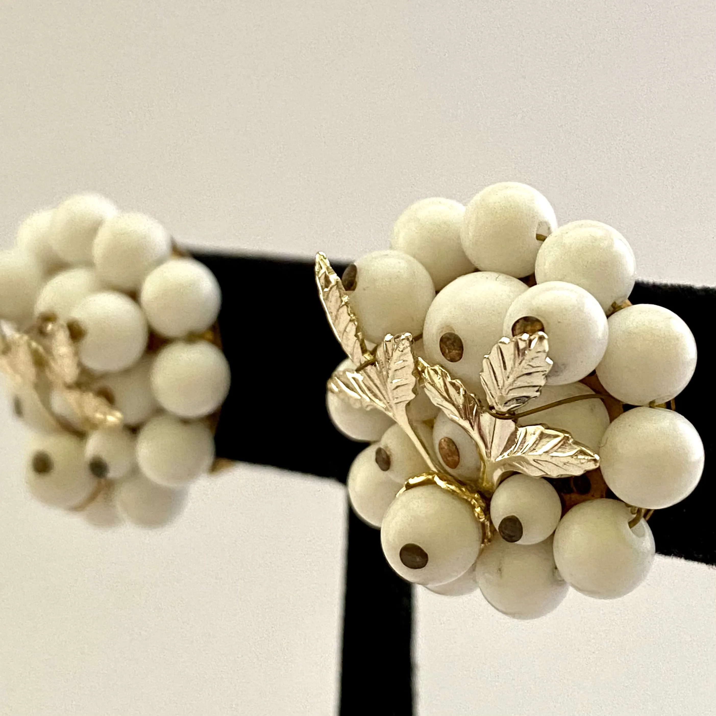 1960s Japan White Bead Earrings