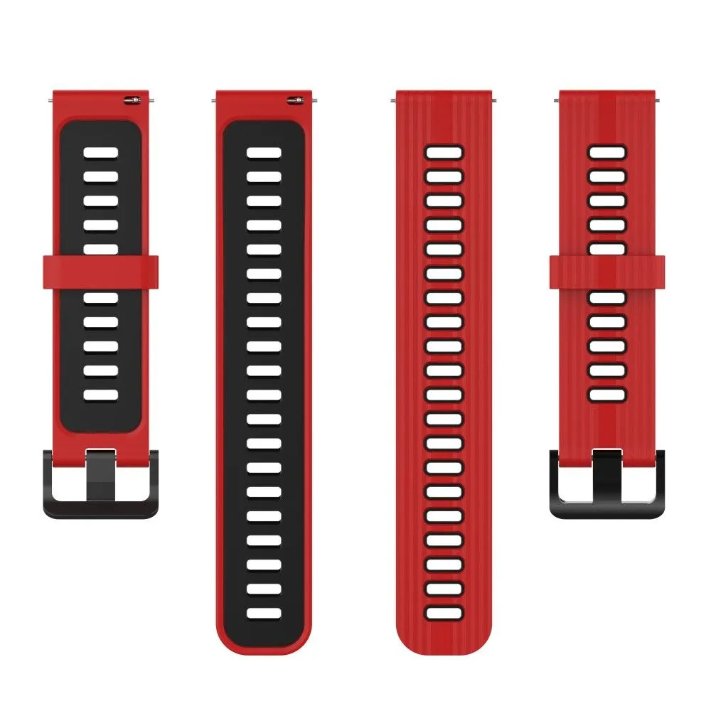 20mm Universal bi-color silicone watch strap - Red / Black