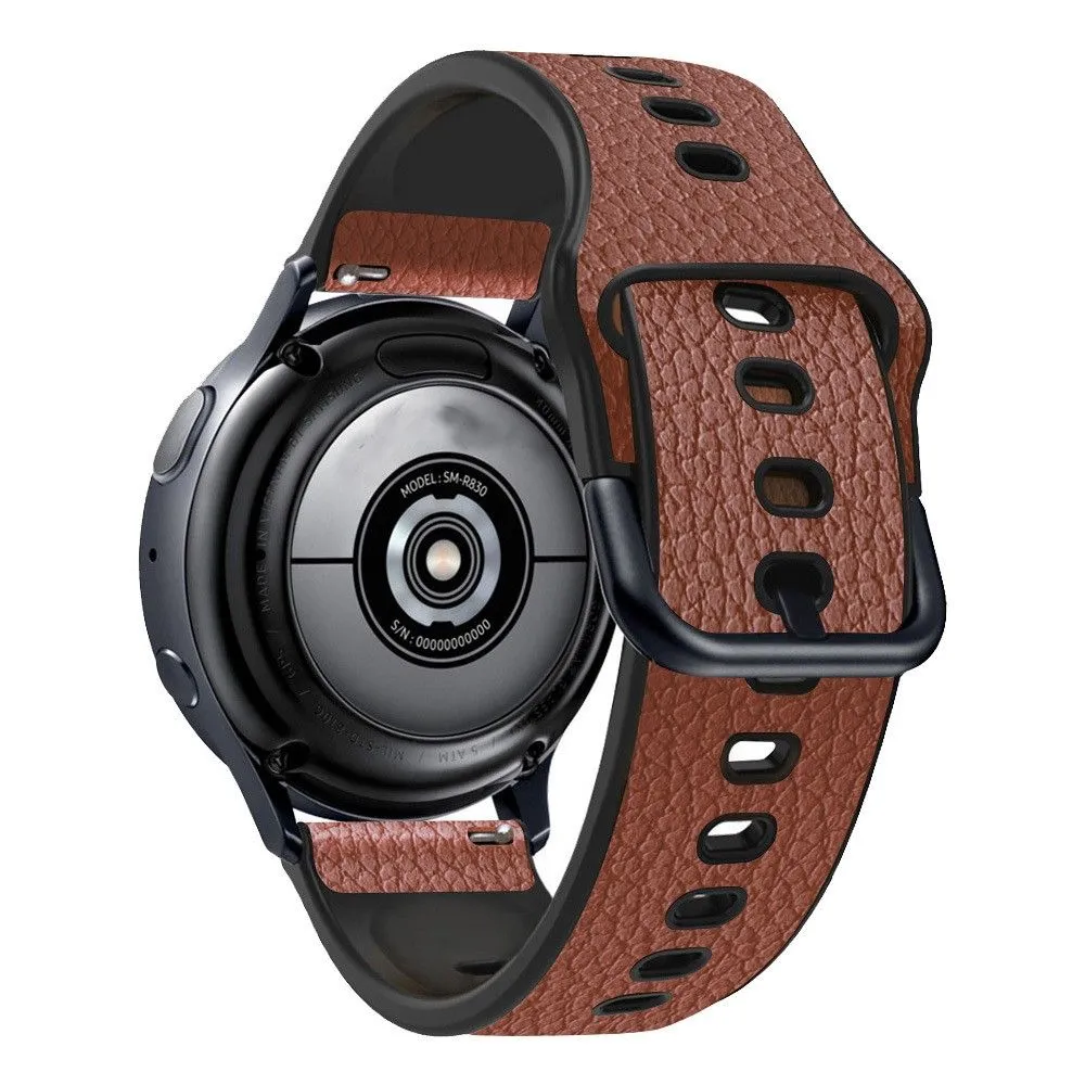 20mm Universal litchi texture leather  watch strap - Light Brown