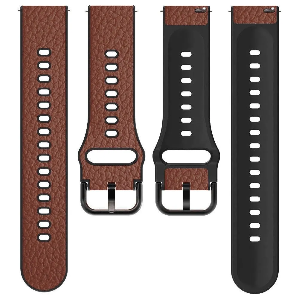 20mm Universal litchi texture leather  watch strap - Light Brown