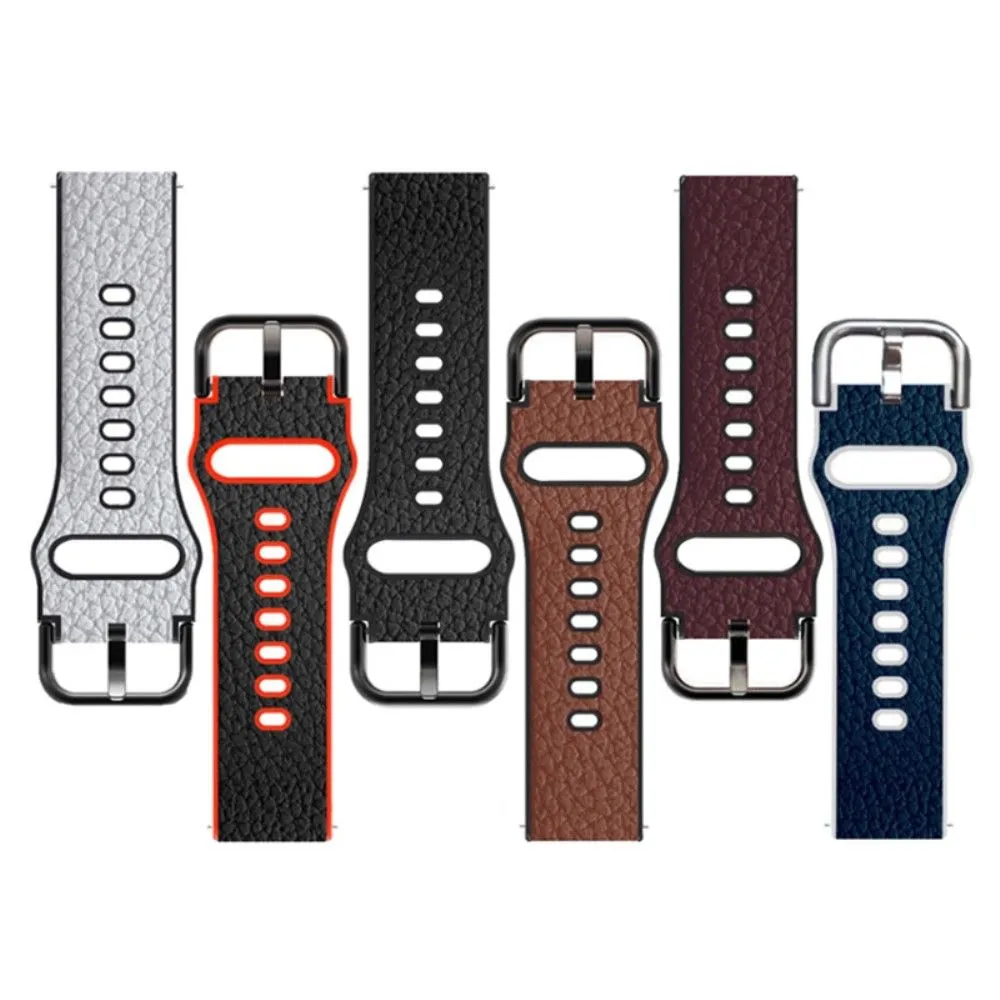 20mm Universal litchi texture leather  watch strap - Light Brown