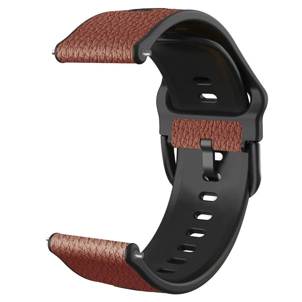 20mm Universal litchi texture leather  watch strap - Light Brown