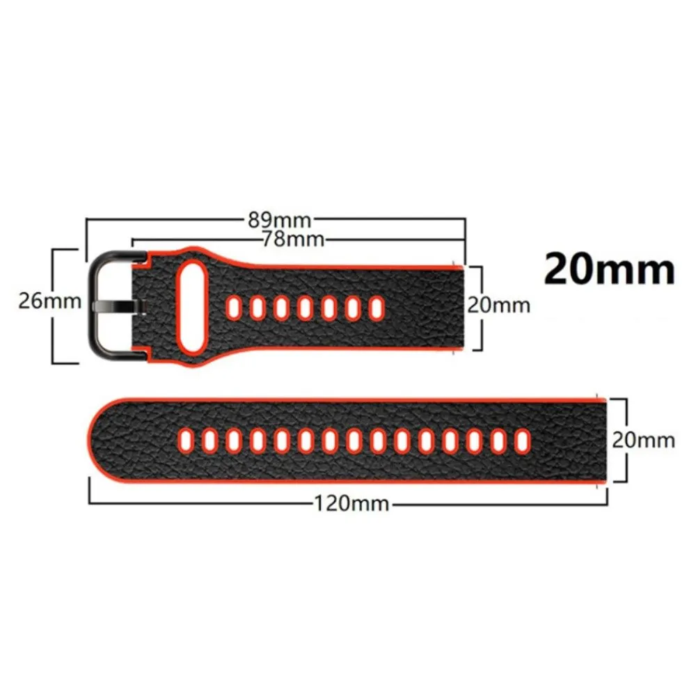 20mm Universal litchi texture leather  watch strap - Light Brown