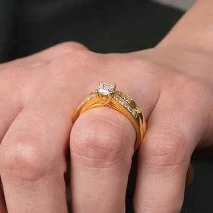 22ct Gold Cubic Zirconia Engagement Ring and Wedding Band Suite LR1200