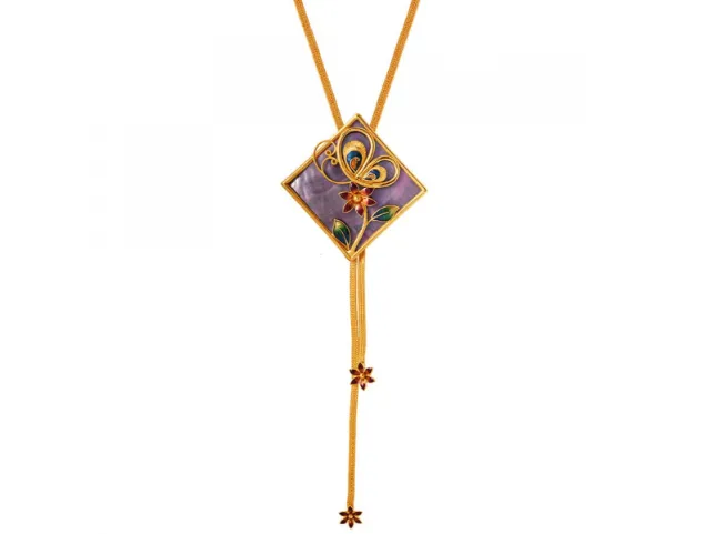 22k Rhombus Pendant Meenakari Gold Fancy Neckpiece