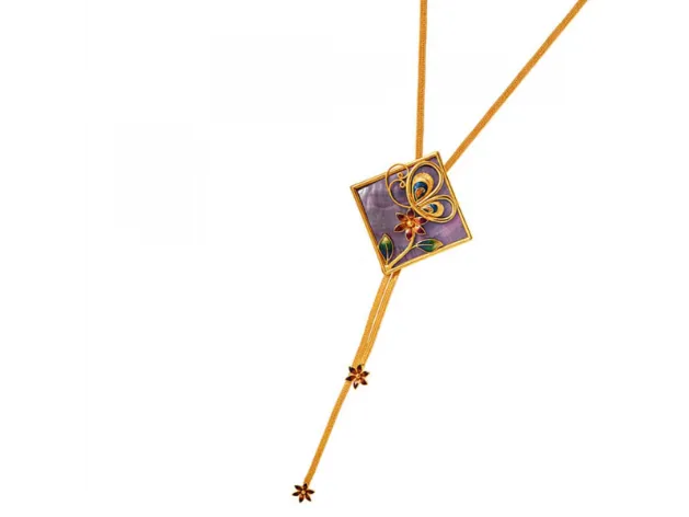 22k Rhombus Pendant Meenakari Gold Fancy Neckpiece