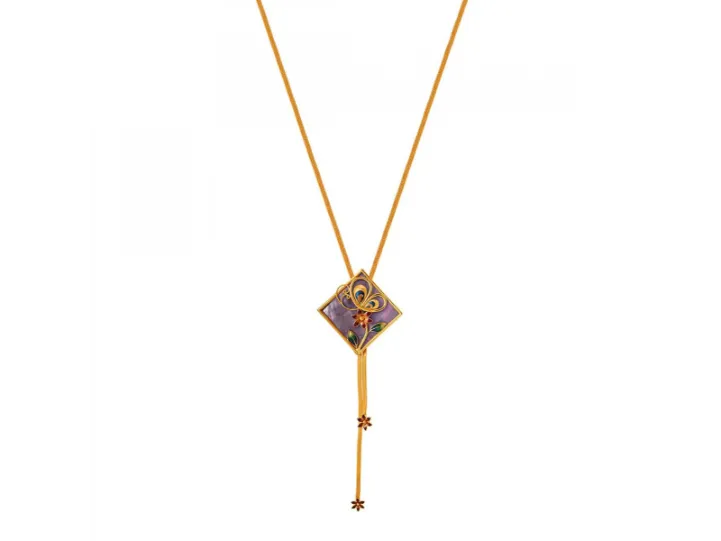 22k Rhombus Pendant Meenakari Gold Fancy Neckpiece
