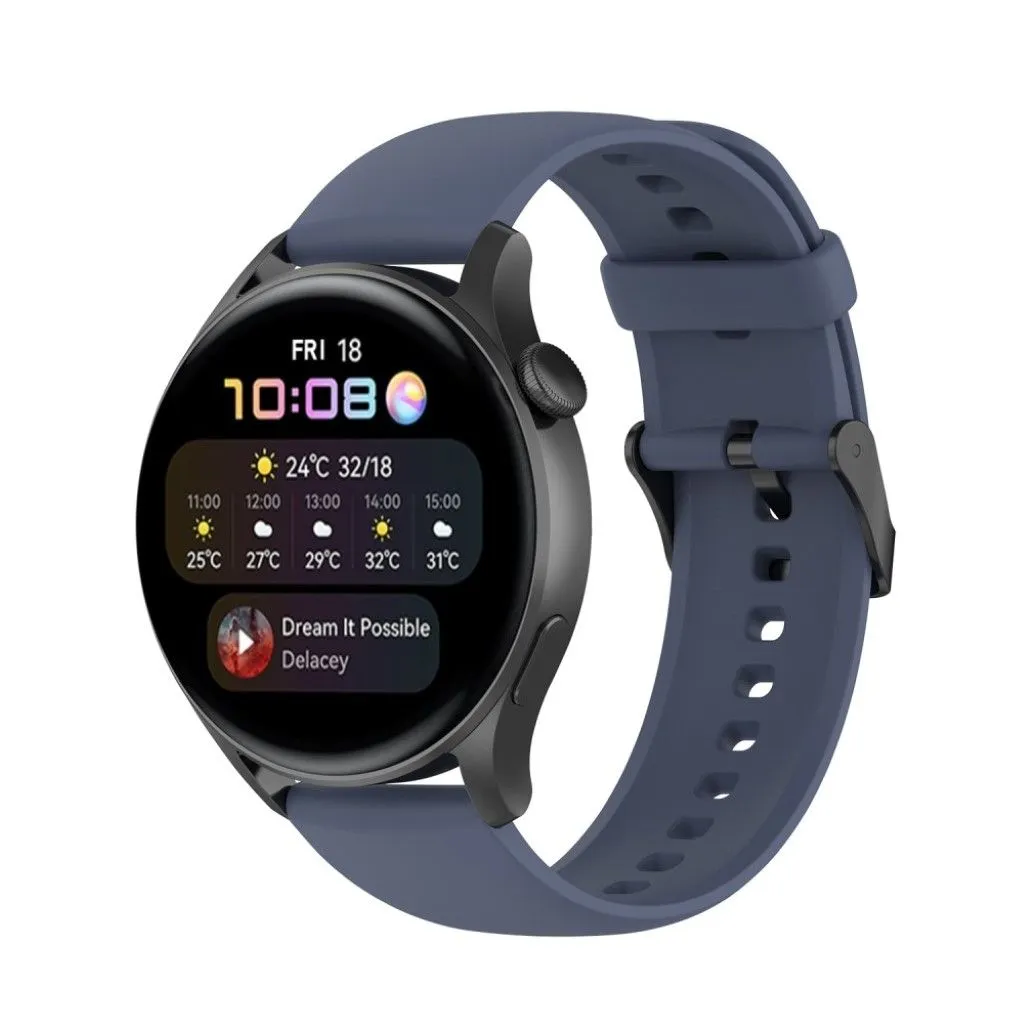 22mm silicone watch strap in stainless steel buckle for Huawei watch - Blue Grey