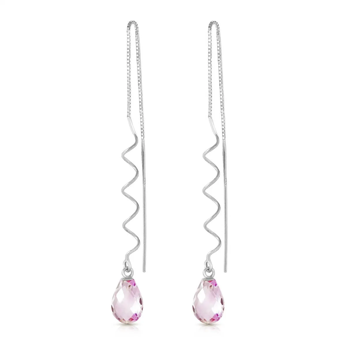 3.3 Carat 14K Solid White Gold Goodbye Yesterday Pink Topaz Earrings