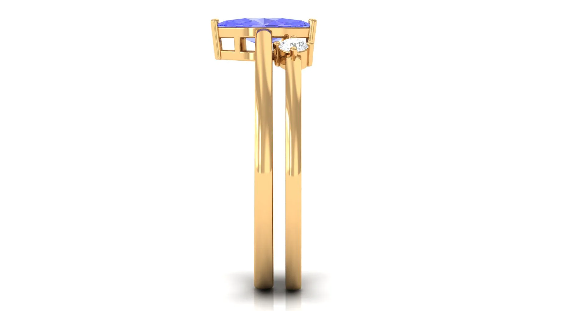 3/4 CT Marquise Cut Tanzanite Simple Solitaire Ring Set with Diamond