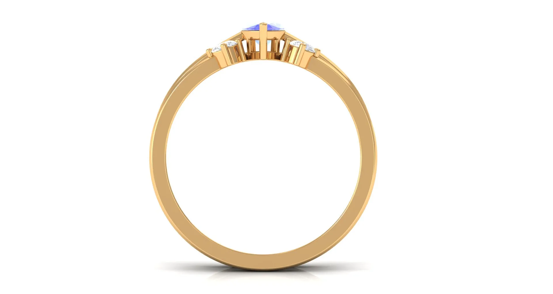 3/4 CT Marquise Cut Tanzanite Simple Solitaire Ring Set with Diamond
