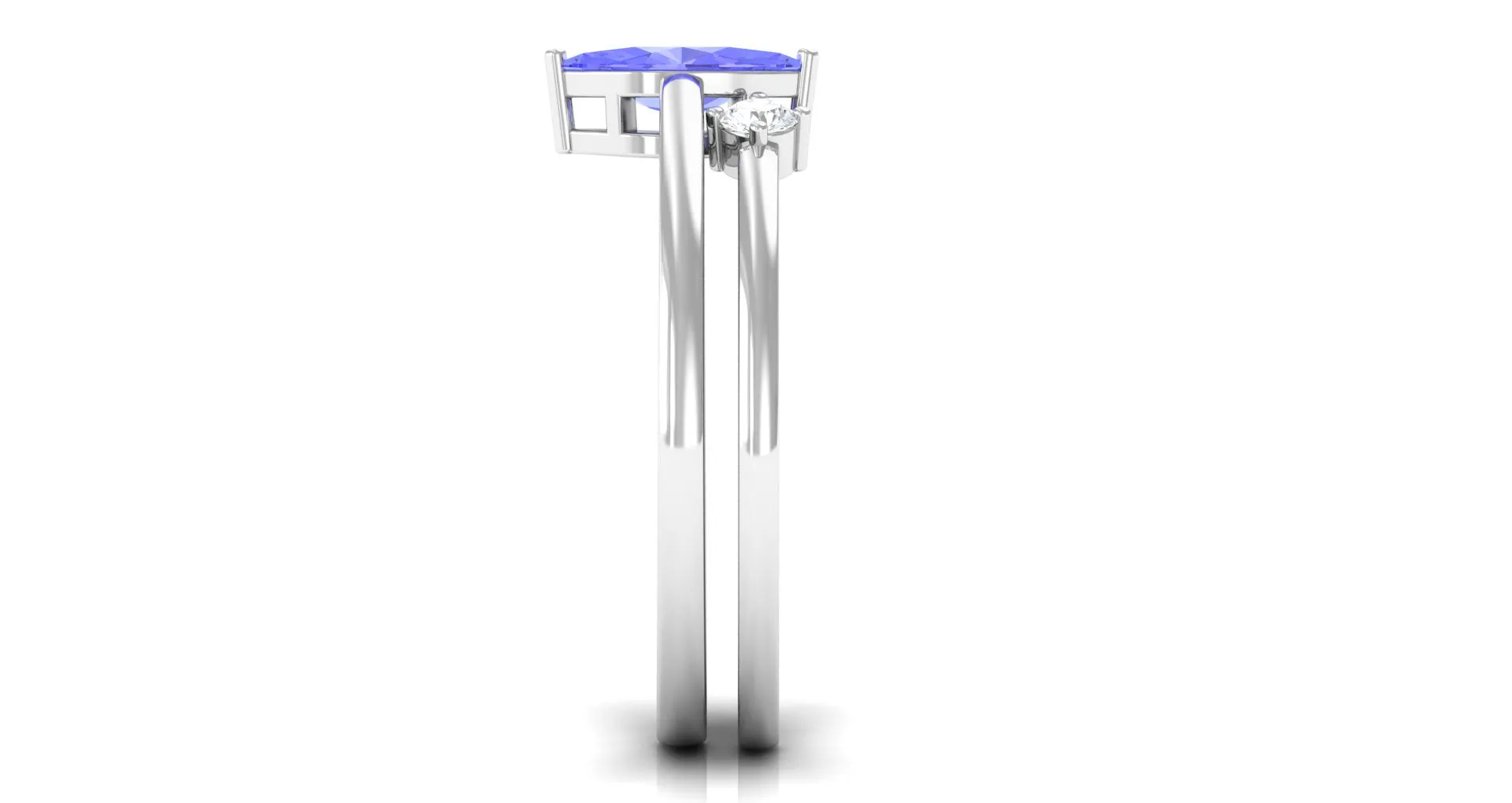 3/4 CT Marquise Cut Tanzanite Simple Solitaire Ring Set with Diamond