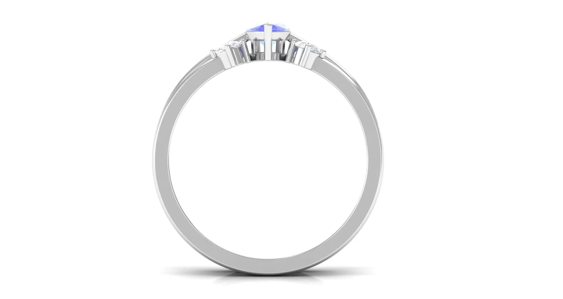 3/4 CT Marquise Cut Tanzanite Simple Solitaire Ring Set with Diamond