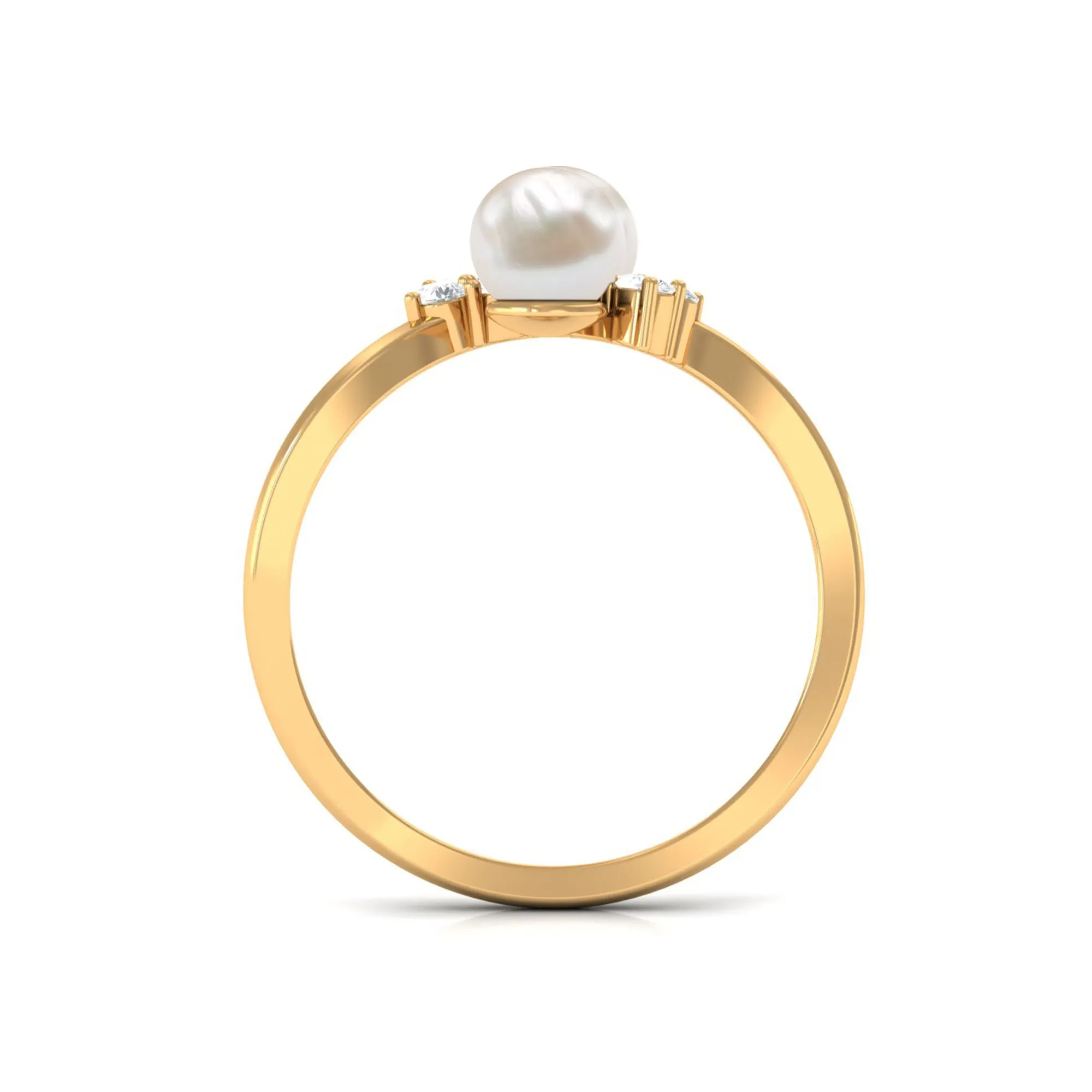 4.25 CT Freshwater Pearl Wrap Ring with Diamond Trio