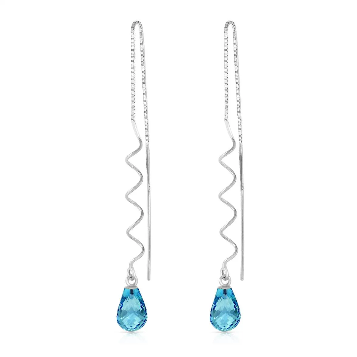 4.5 Carat 14K Solid White Gold Found Myself Blue Topaz Earrings