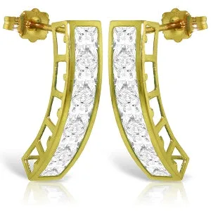 4.5 Carat 14K Solid Yellow Gold Earrings Natural White Topaz