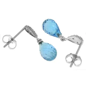 4.53 Carat 14K Solid Yellow Gold Splendid Blue Topaz Diamond Earrings
