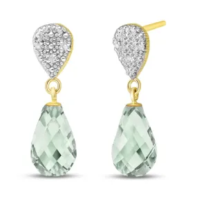 4.53 Carat 14K Solid Yellow Gold Splendid Green Amethyst Diamond Earrings