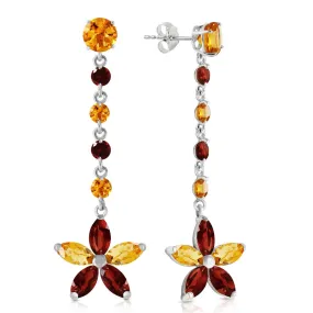 4.8 Carat 14K Solid White Gold No Machinations Citrine Garnet Earrings