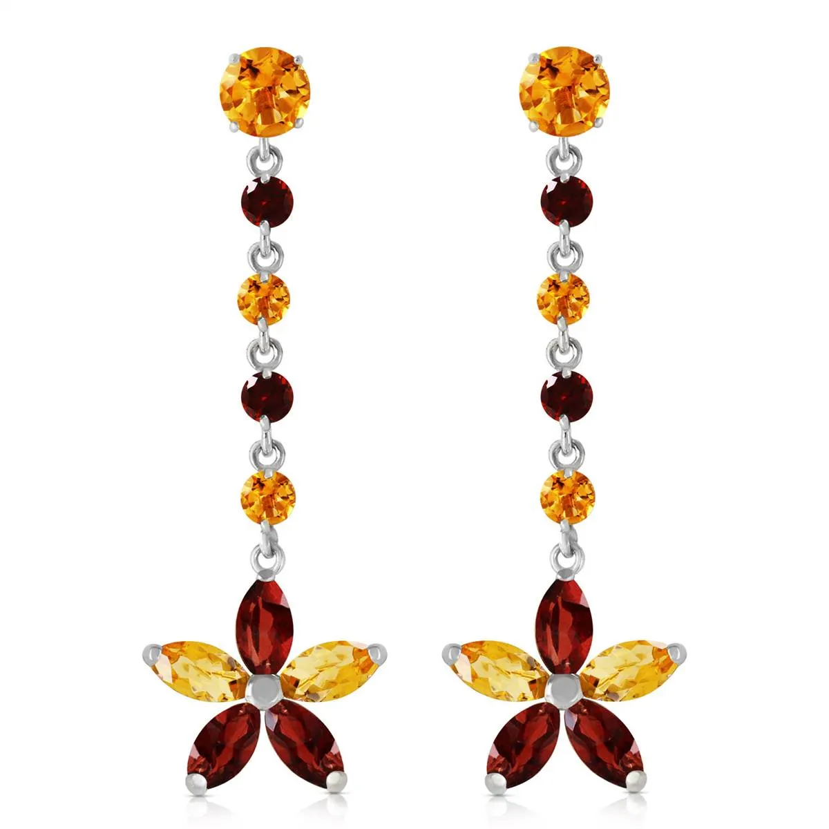 4.8 Carat 14K Solid White Gold No Machinations Citrine Garnet Earrings
