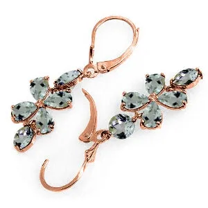 5.32 Carat 14K Solid Rose Gold Chandelier Earrings Aquamarine