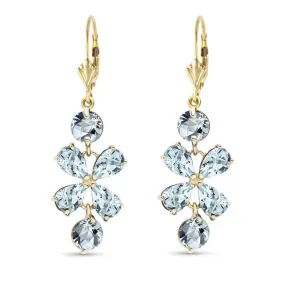 5.32 Carat 14K Solid Yellow Gold Chandelier Earrings Aquamarine