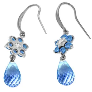 5.51 Carat 14K Solid White Gold Coast Is Unclear Blue Topaz Diamond Earrings