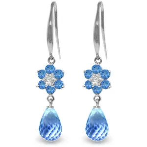 5.51 Carat 14K Solid White Gold Coast Is Unclear Blue Topaz Diamond Earrings