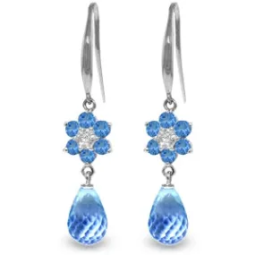 5.51 Carat 14K Solid White Gold Coast Is Unclear Blue Topaz Diamond Earrings