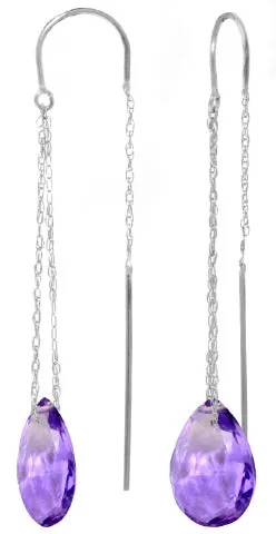 6 Carat 14K Solid Rose Gold Threaded Dangles Earrings Amethyst
