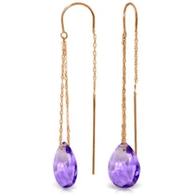 6 Carat 14K Solid Rose Gold Threaded Dangles Earrings Amethyst