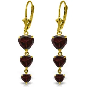 6 Carat 14K Solid Yellow Gold Chandelier Earrings Garnet