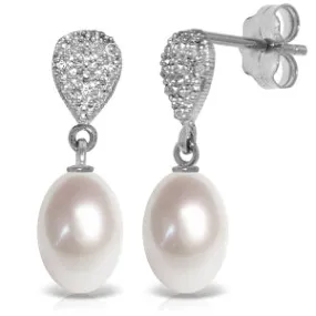 8.03 Carat 14K Solid White Gold Whirling And Whirling Pearl Diamond Earrings